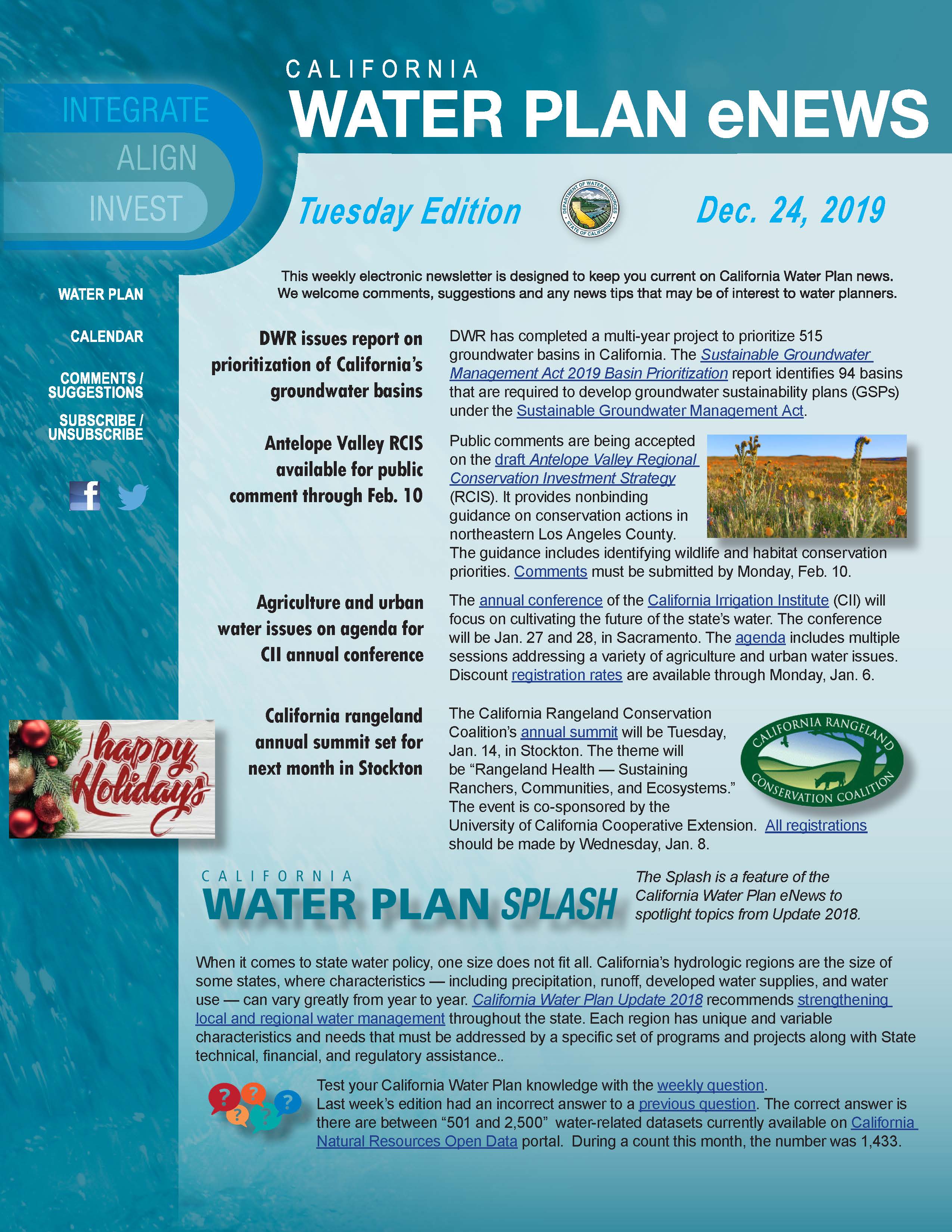 California Department of Water Resources issues report on